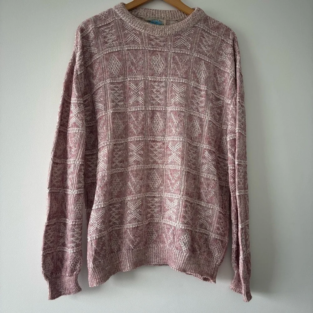 Vintage 1980's Retro Royal North Mills Textured Pink Oversized Sweater X-Large - Picture 2 of 9